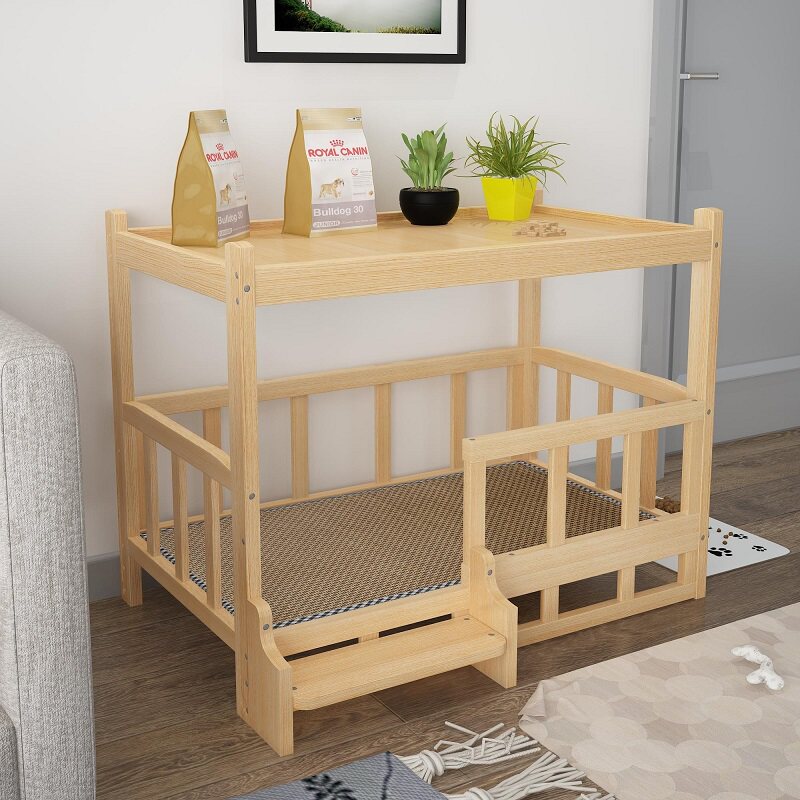 Small dog mattress Teddy kennel golden retriever removable and washable pet bed solid wood cat kennel dog upper and lower bunks large, medium and small