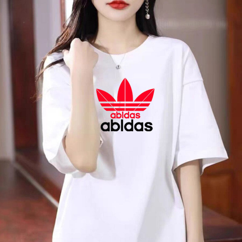 Summer Clover New Style Women's Short-Sleeve Thin Outdoor Sports Running Couple Loose Round Neck Pure Cotton T-Shirt