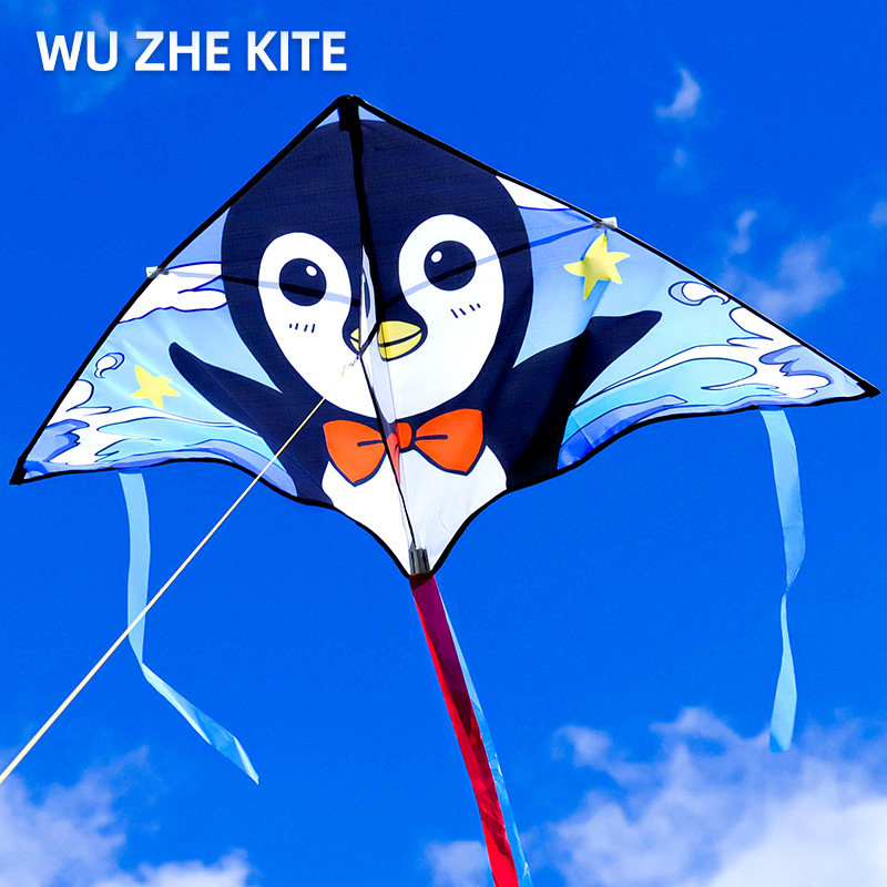 Cartoon penguin kite children breeze easy to fly Weifang kite 2022 new long tail kite for adults