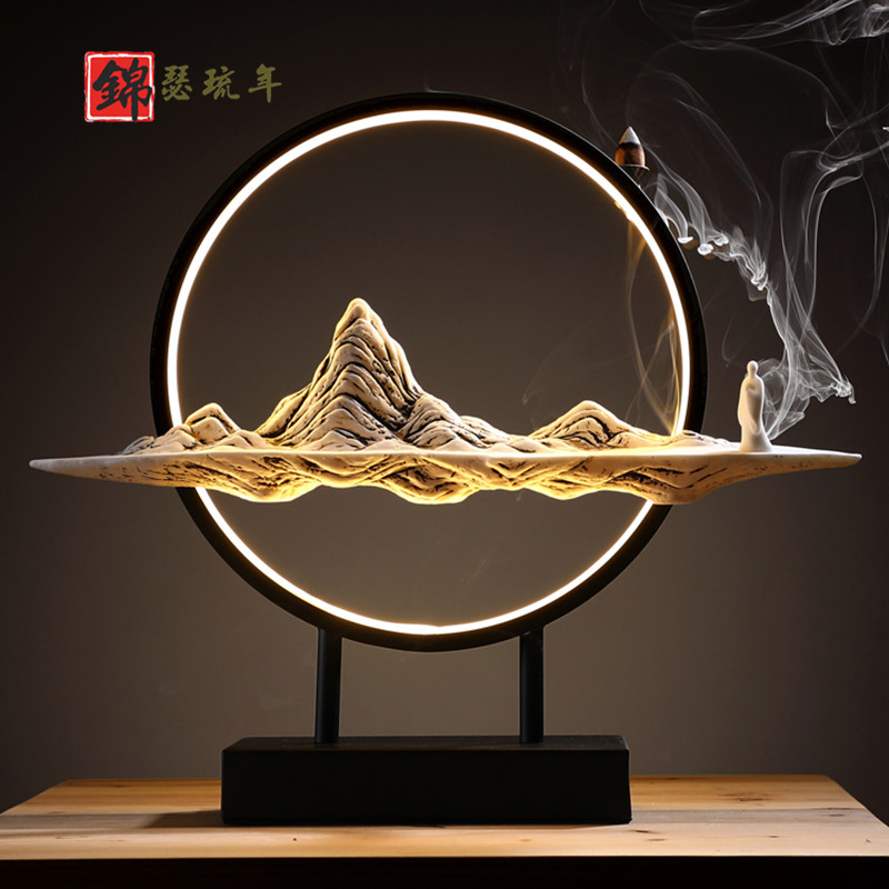 Creative Zen Imagery Swing home Chinese-style modern minimalist office Living room Xuanguan Home Decorative Back-back incense Incense Stove