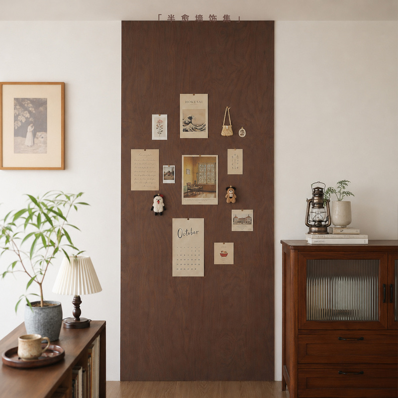 Retro High-End Felt Wall Panels with Dark Walnut Wood Grain Photo Wall Living Room Entrance Wall Renovation Atmosphere Wall Stickers Retro High-End Felt Wall Panels with Dark Walnut Wood Grain Photo Wall Living Room Entrance Wall Renovation Atmosphere Wall Stickers