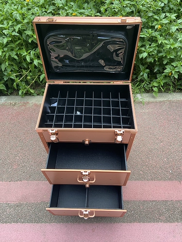 箱得美 Металлический вместительный и большой набор маникюрных инструментов для маникюра, косметическая универсальная система хранения, чемодан на колесиках, трехслойная вуаль