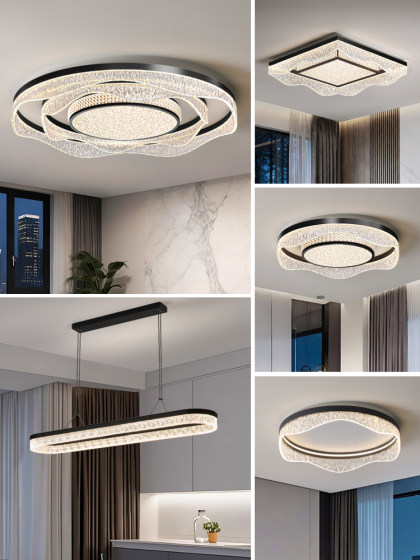 Italian-Style Living Room Main Light, Round Ice-Cracked Ceiling Lamp, 2026 New Model, Zhongshan Lighting Package, Light Luxury and High-End Feel