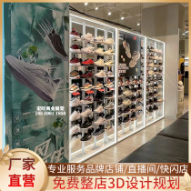 特步专卖店运动鞋货架上墙中岛鞋子展架运动服装展示架中岛流水台