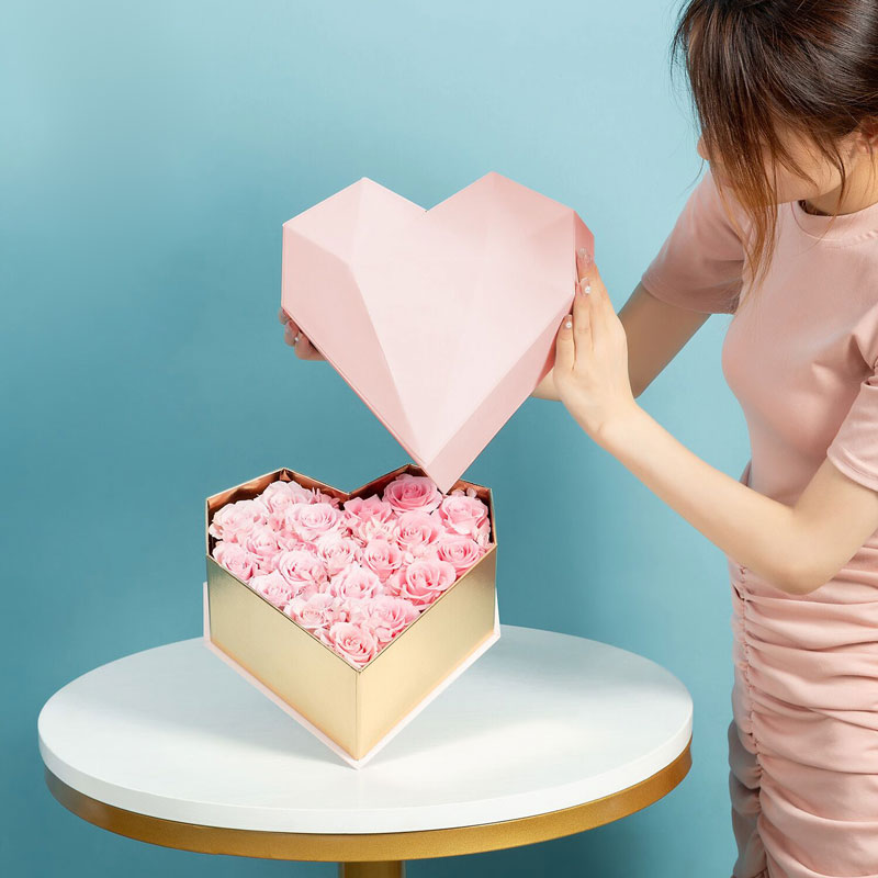 Flower Love Mother's Day Heart Symphony Heart-shaped Diamond Box Tanabata Goddess Confession Flowers Gift Box Florist Package Flower Material