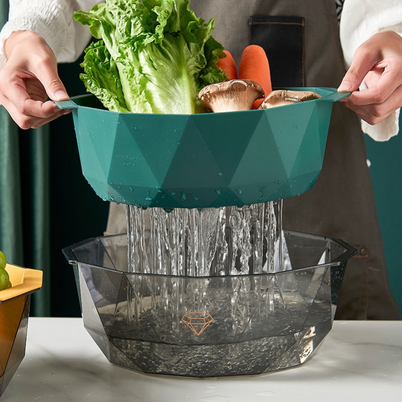 Cabbage Drain Basket Light Luxury Wash Basin Kitchen Double Wash Basket Nordic Wash Fruit Artifact Tao Vegetable Basin Creativity