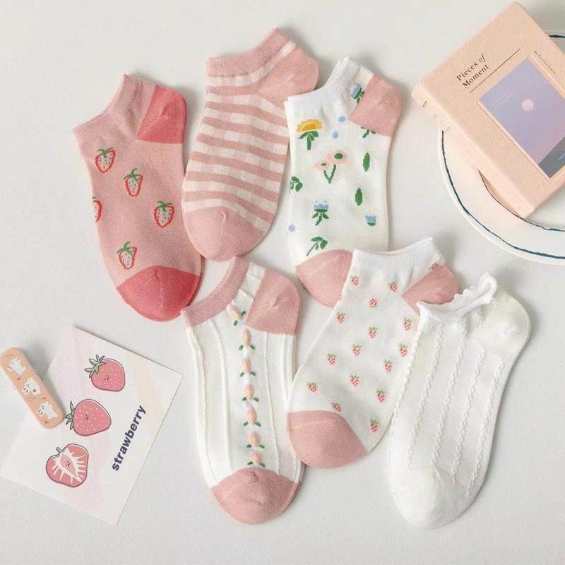 Socks lady Summer new short socks Women's thin section Shallow Mouth Boat Socks Woman Cute Pink Ensemble Low Bunch of Wind Socks Socks