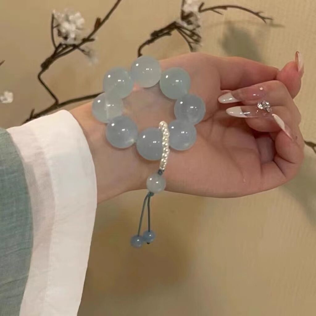 Fingertips Veneers Hand Twirling Natural Jade Mini Sea Blue Treasure the same Handheld handlebar fingers Twisted Hand Strings