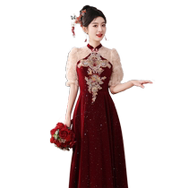 Toast Wear Bridal Engagement Dress 2024 New Red New Chinese Cheongsam Return Wear High-end Wedding Women