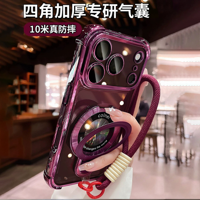 Suitable for Apple 18Promax Mobile Phone Case, New Burgundy Wine Red Iphone17 High-End Niche Cyan 16Pro Simple Transparent Couple Stand 15 with Lanyard 14/13 Protective Case Suitable for Apple 18Promax Mobile Phone Case, New Burgundy Wine Red Iphone17 High-End Niche Cyan 16Pro Simple Transparent Couple Stand 15 with Lanyard 14/13 Protective Case
