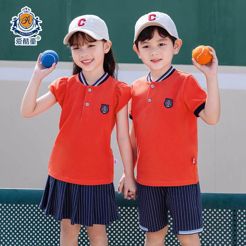 22 New summer British wind school uniform pupils red class dress kindergarten suit for children's summer sleeve suit
