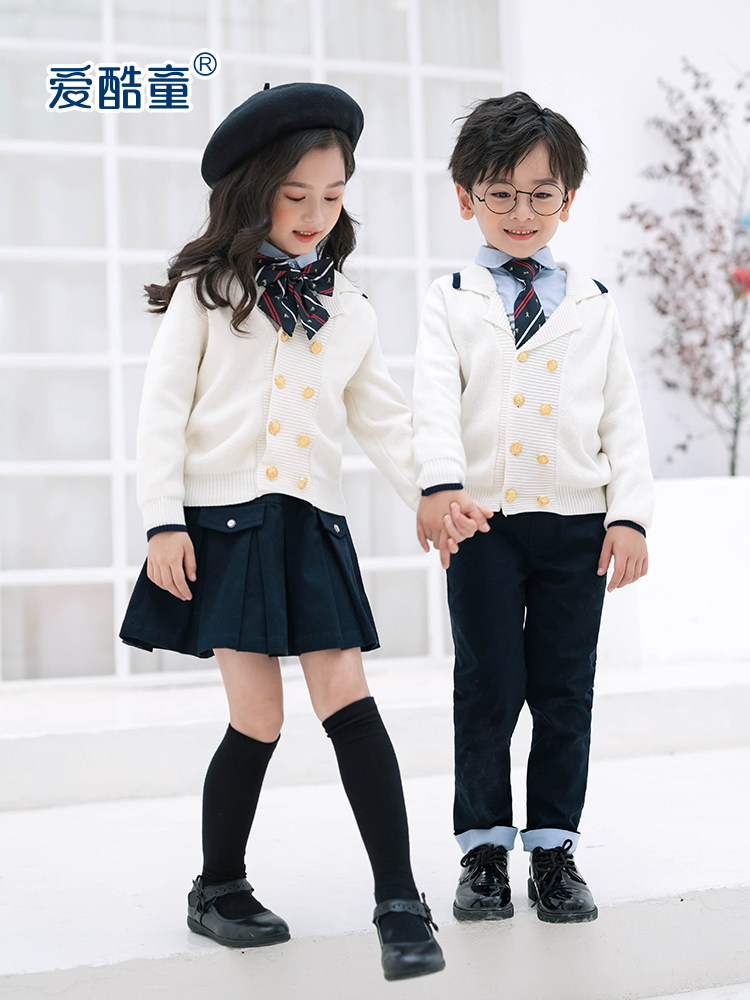 Kindergarten clothing for Spring and Autumn Clothing School Uniform for Mi-white British Wind Sweater Kids Clothing