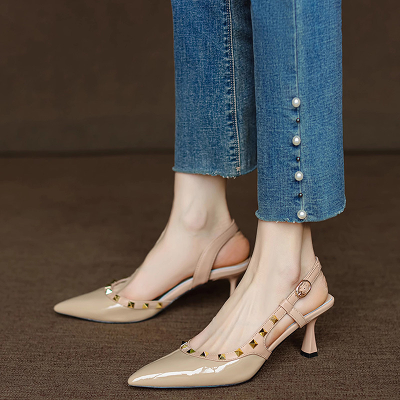 Italian Raraente~ French-Style Pointed Toe Cross-Strap Closed-Toe Sandals Women's Flat Shoes Genuine Leather Casual Shoes Italian Raraente~ French-Style Pointed Toe Cross-Strap Closed-Toe Sandals Women's Flat Shoes Genuine Leather Casual Shoes