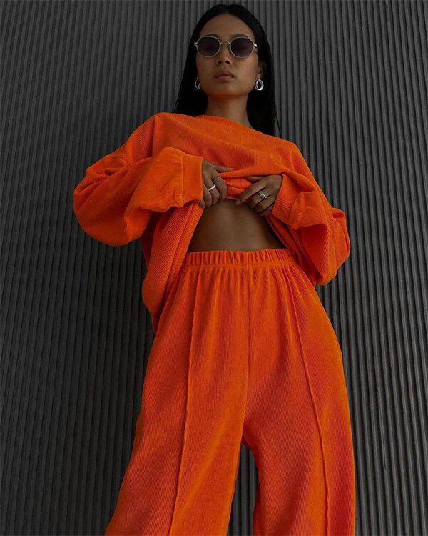 Стильные костюмы long fleece jacket beam feet pants suit women 2-p sportswear