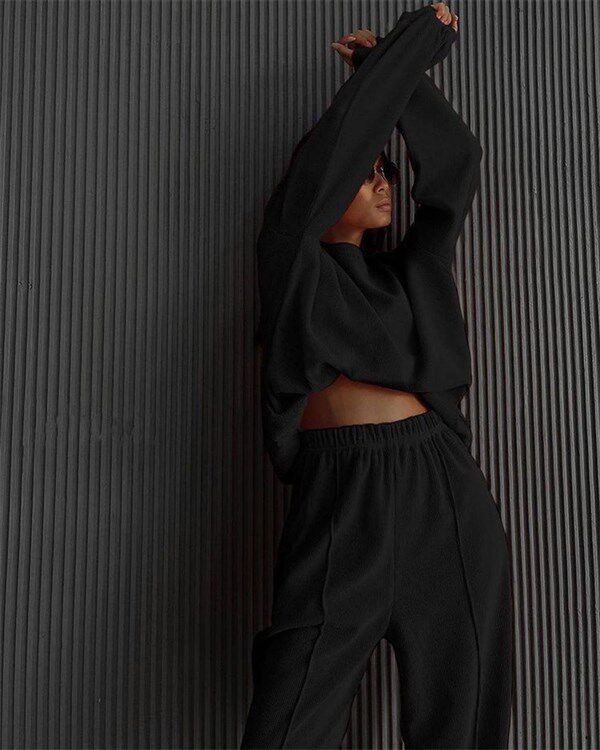 Стильные костюмы long fleece jacket beam feet pants suit women 2-p sportswear