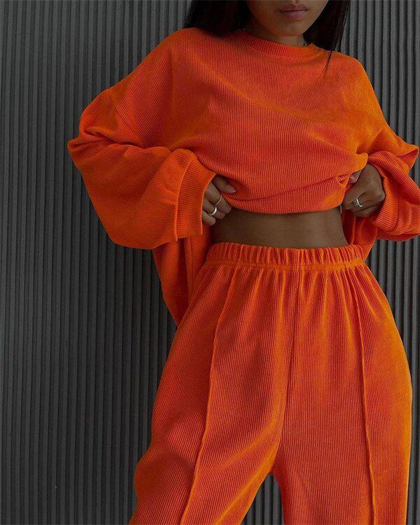 Стильные костюмы long fleece jacket beam feet pants suit women 2-p sportswear