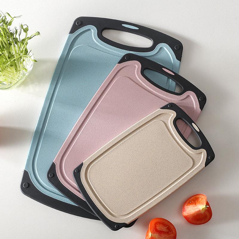 Kitchen Tools FDA Wheat Straw Plastic Cutting Board Case Board Three Sets Cut Vegetables Fruit Chopped Meat Chopping supplies-Taobao