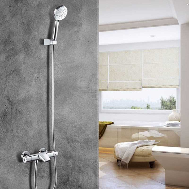 European-style thermostatic shower shower set cylinder faucet full copper home pressurized shower hot and cold bathroom bath artifact
