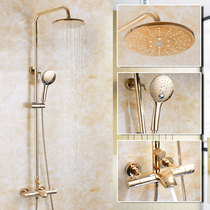 European-style bathroom household constant temperature hot and cold shower set All copper bathroom bath lifting hot and cold faucet