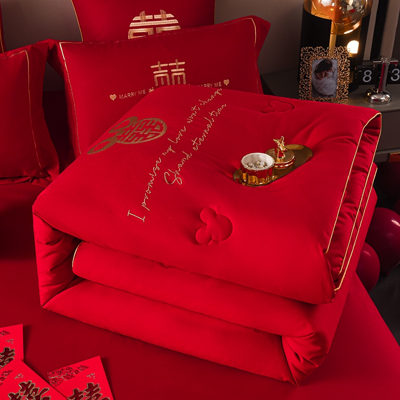 Mercury's new big red wedding dowry summer cool quilt wedding quilt double quilt four seasons universal winter quilt single
