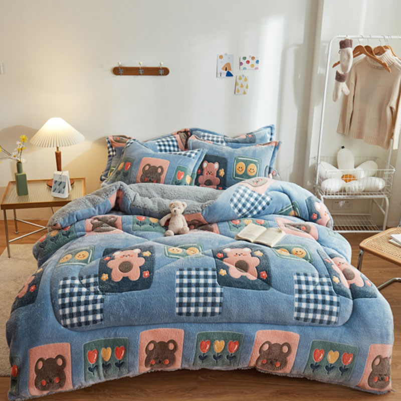 Snowflake winter quilt quilted by core lamb suede quilt winter quilted by cotton quilt thickened warm autumn and winter quilted by dormitory Single quilt core