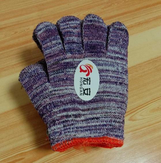 cotton thread high play fine yarn gloves abrasion resistant thickened combined hand worksite male and female universal heterochromatic flower yarn 10 double-loaded one-Taobao