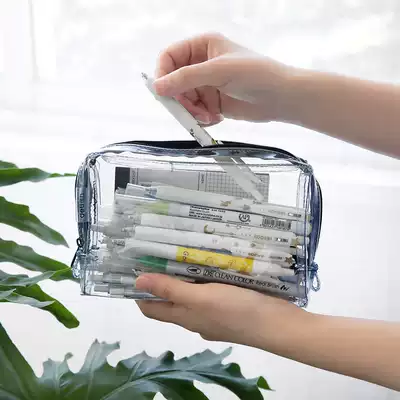 Exam bag transparent pencil box ins super fire color bag storage portable pencil bag Japanese simple Japanese and Korean