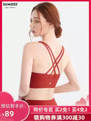 SUMOSS 3D three-dimensional ribbed shockproof gathered sports underwear women's anti-sagging thin shoulder strap beauty back yoga bra