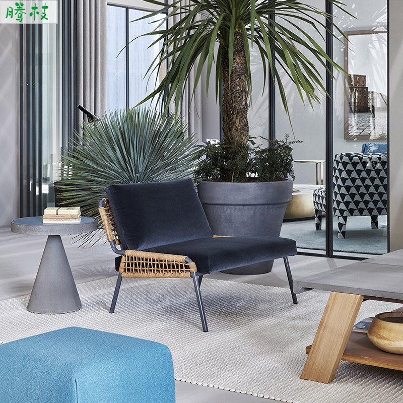 Rattan chair sofa outdoor small apartment living room courtyard balcony rattan designer coffee table rattan Nordic outdoor furniture