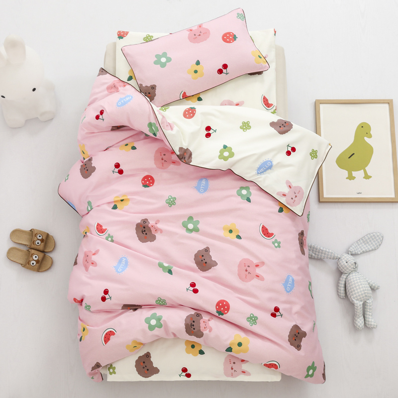Kindergarten quilt three-piece quilt cover cotton children's six-piece set nap futon baby bed into the park bedding contains core