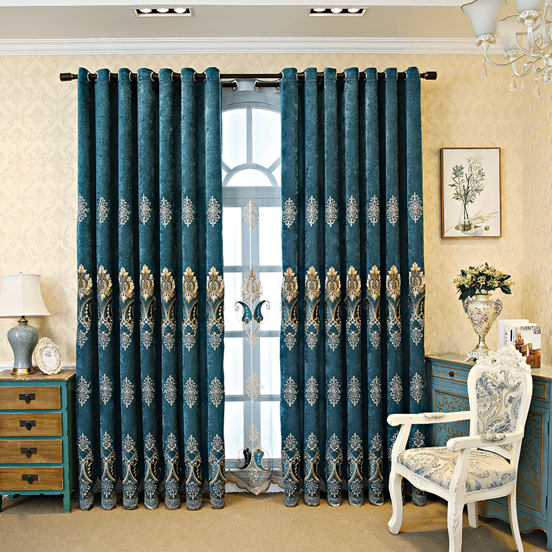 Bergao curtains 2021 new European light luxury living room shading bedroom curtain cloth embroidered yarn shading fabric