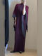 French-Style High-End Niche Light Luxury Gentle Purple Dress with Shawl, 2025 Autumn New Trendy Versatile Style