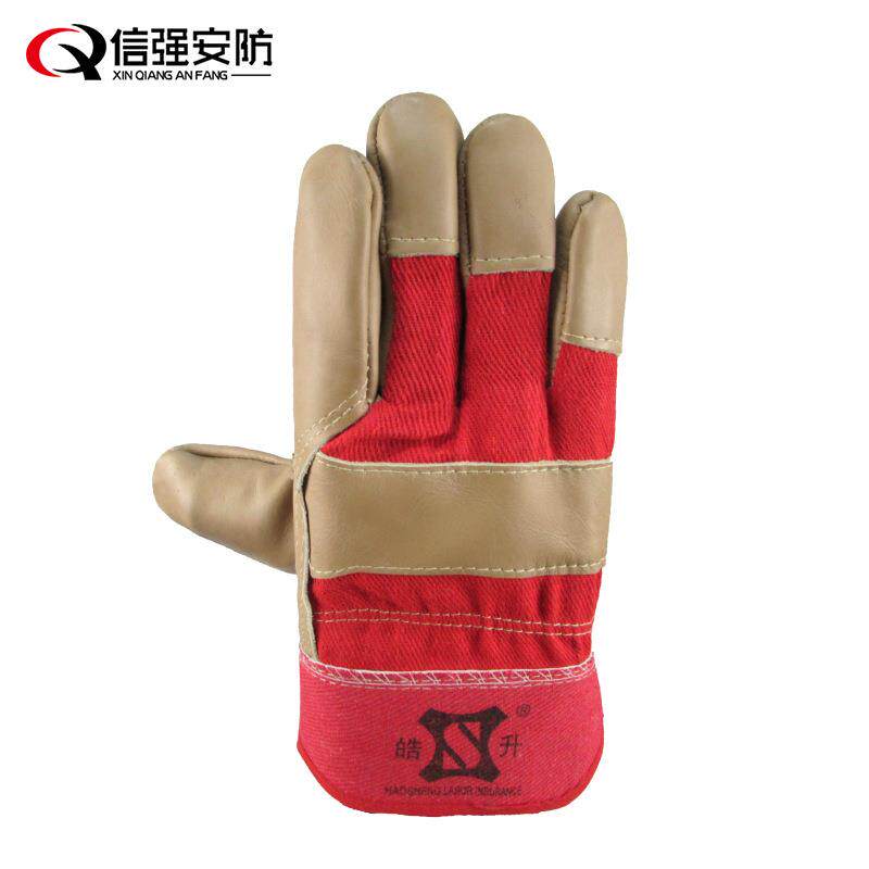 Haosheng head layer cowhide short leather welding gloves anti-cut wear-resistant welder special labor insurance protective gloves spot