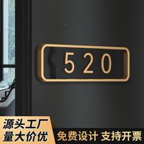 Acrylic house number plate for home office hotel residential entry room house number light luxury without punching