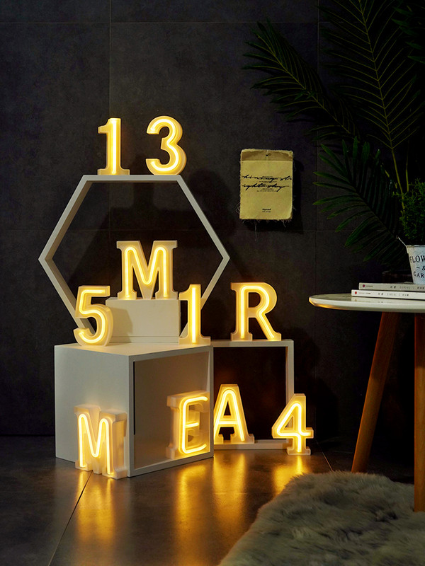Led neon light luminous character decoration ins net red shop creative background wall Bar minjuku English digital letter lamp-Taobao