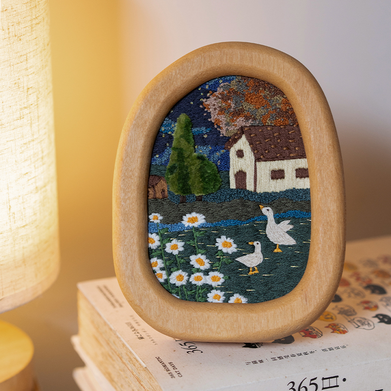 New Product Cai Cai Wang Original [Brugge's 2 Ducks] Embroidery Material Kit Handmade Gift Scene Embroidery