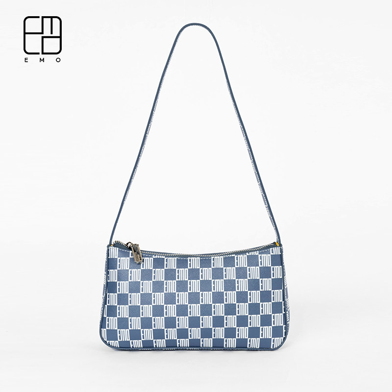 EMO Plaid Armpit Bag 2021 New Summer Simple Joker Light Luxury Advanced Shoulder Handheld Baguette Bag Female