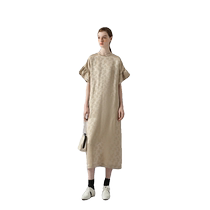 (Floating bamboo shadow) puretea tea acetate fiber blended dress womens antique jacquard skirt 2024 summer new style