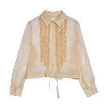 (Flower Mist) puretea tea mulberry silk shirt womens silk three-dimensional fungus 2024 summer new style