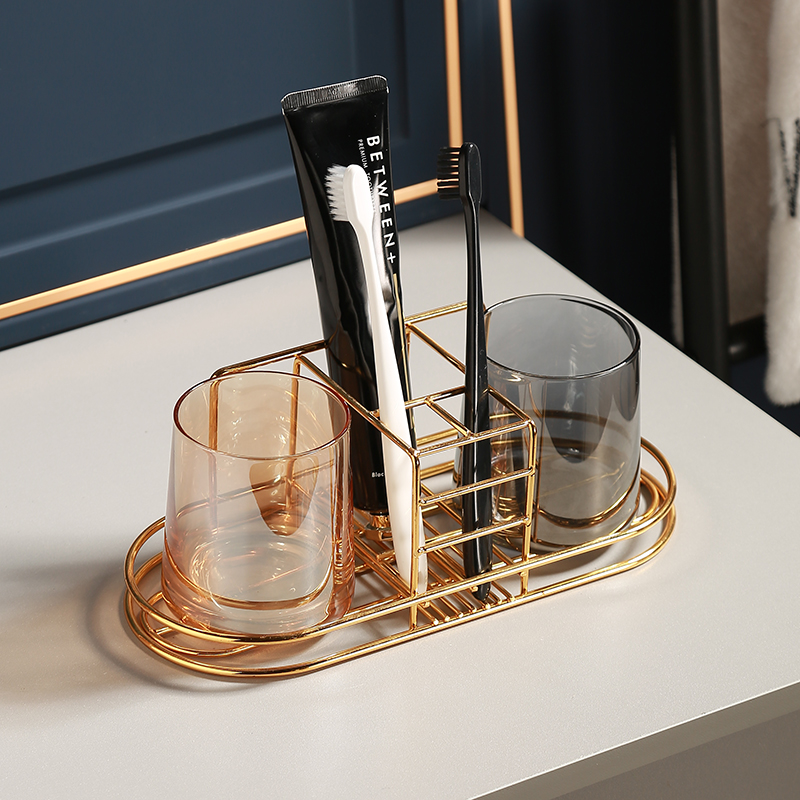 Creative Light Lavish Glass Mouthwatering Cup Multifunction Couple Cups Toothbrushing Toiletries Cup Suits Home Shelve Nordic