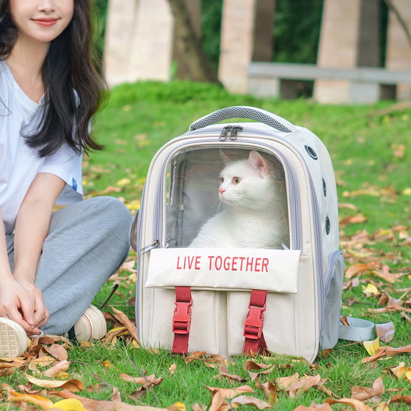 Cat bag shoulder canvas breathable out portable pet dog bag space capsule cat backpack summer outing portable bag
