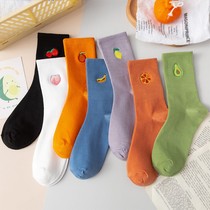 Womens Socks Trendy Mid-Tube Autumn Super Hot Cotton Trendy Ins Long Socks Internet Celebrity Japanese Mid-Length Pure Cotton Socks