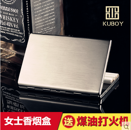 High-end Hong Kong brand women's cigarette case long cigarette case 12 packs ultra-thin extended cigarette case stainless steel wire drawing cigarette case