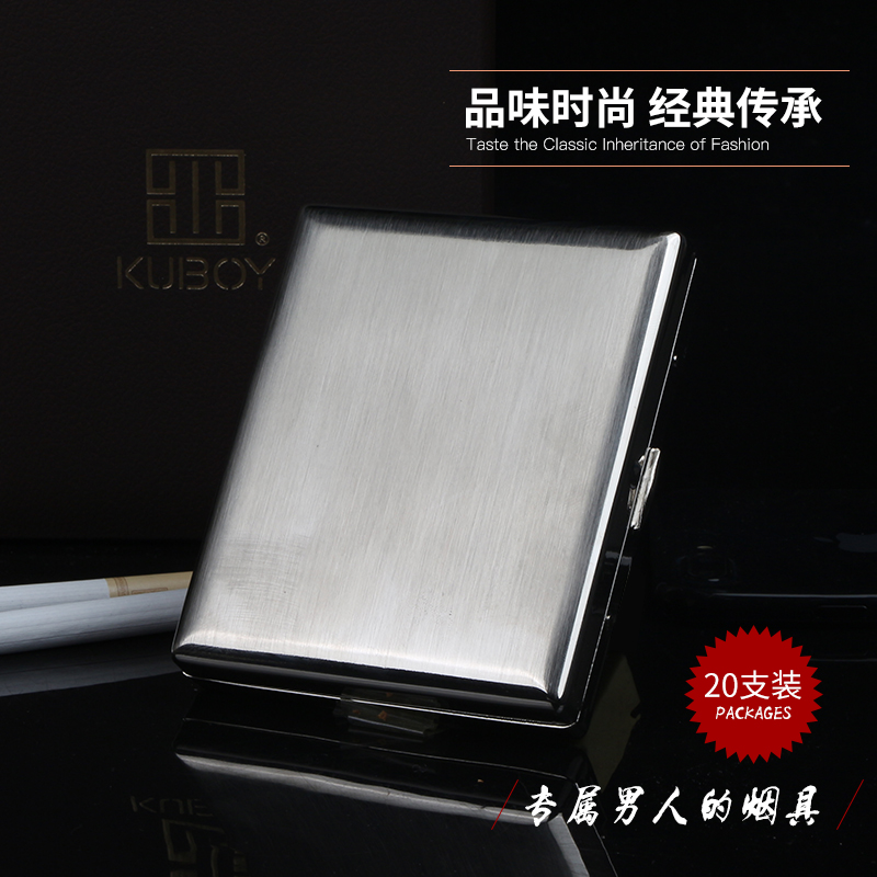 High-end men and women 20 packs stainless steel cigarette case retro 16 automatic flip cigarette case cigarette clip ultra-thin portable anti-pressure