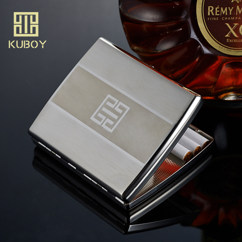 Hong Kong KUBOY cigarette case 20 sticks men's and women's personality creative cigarette case stainless steel cigarette case gift for friends - Taobao