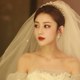 Koreanische High-End-Hochzeitsaccessoires, runder Gesichtsschlankheitsbraut-Hochzeitskopfschmuck, Krone, Schleier, weiße Gaze, einfach und elegant