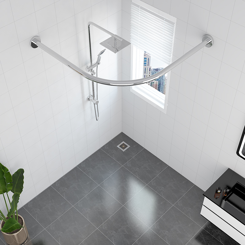 shower curtain free punch bathroom curved rod shower room u-shaped shower tarpaulin L xing partition curtain sub-