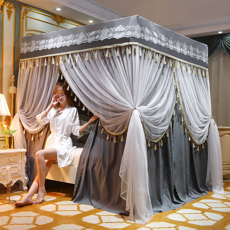 Bed net new 2022 bed curtain one-piece shading with bracket bed mantle 1 8m1 5 household tator 1 2 m bed summer