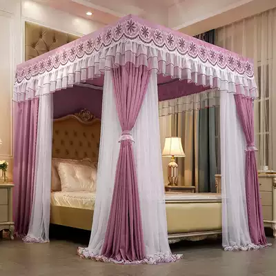 New double-layer shading cloth bed curtain bed curtain integrated mosquito net windproof and dustproof double household 2 meters 1 8m1 5 beds