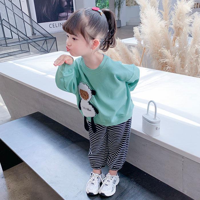 Girls' suits 2021 new children's autumn clothes fashionable casual sportswear cartoon foreign style little girl two-piece trendy